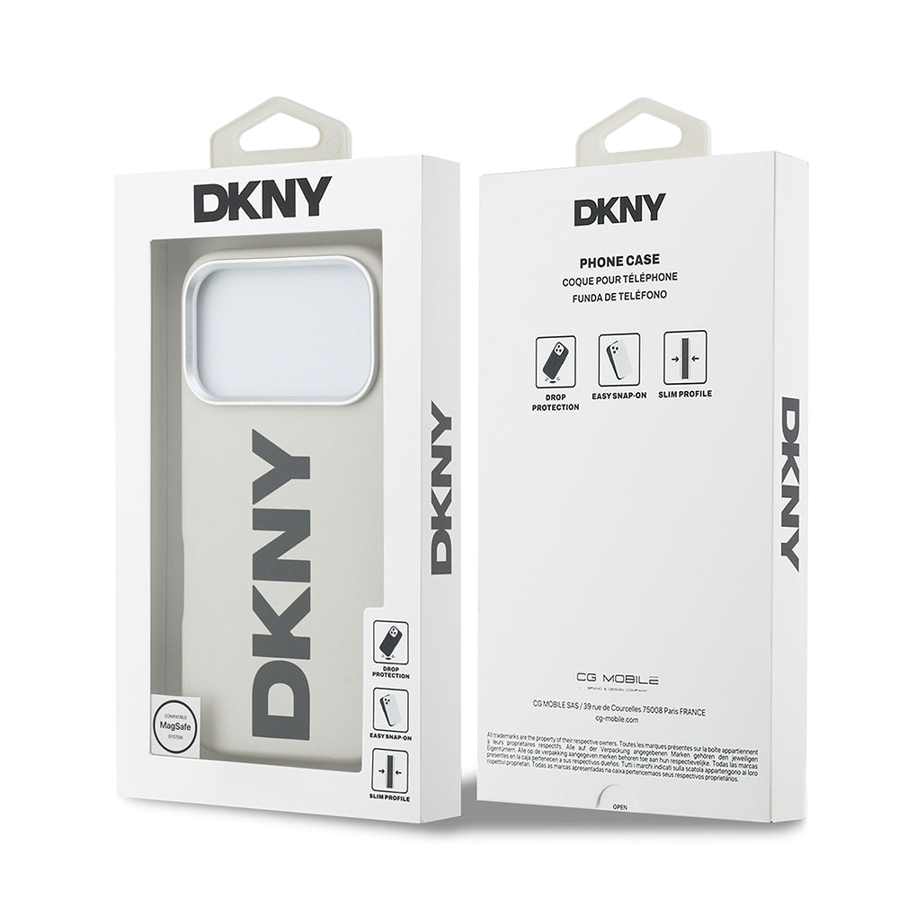 iPhone 17 Pro Kılıf DKNY Orjinal Lisanslı M-safe Şarj Özellikli PU Büyük Dikey Logolu Kılıf