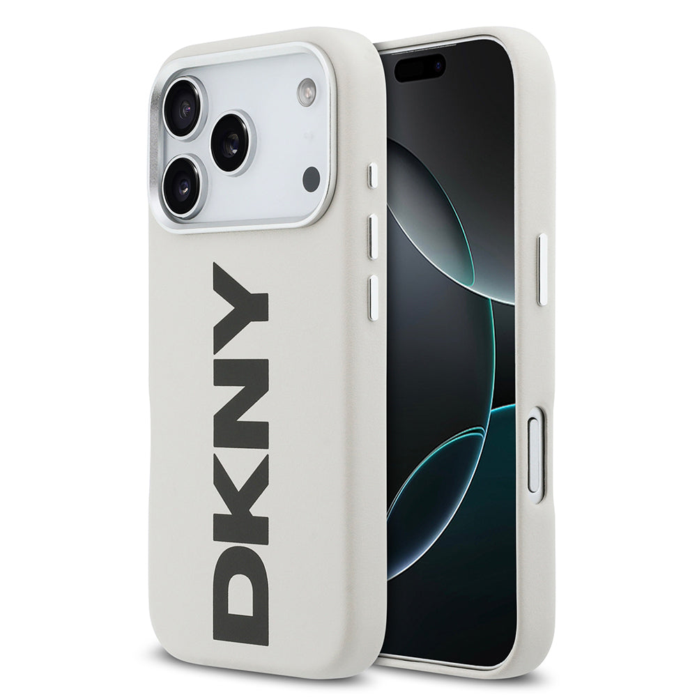 iPhone 17 Pro Kılıf DKNY Orjinal Lisanslı M-safe Şarj Özellikli PU Büyük Dikey Logolu Kılıf