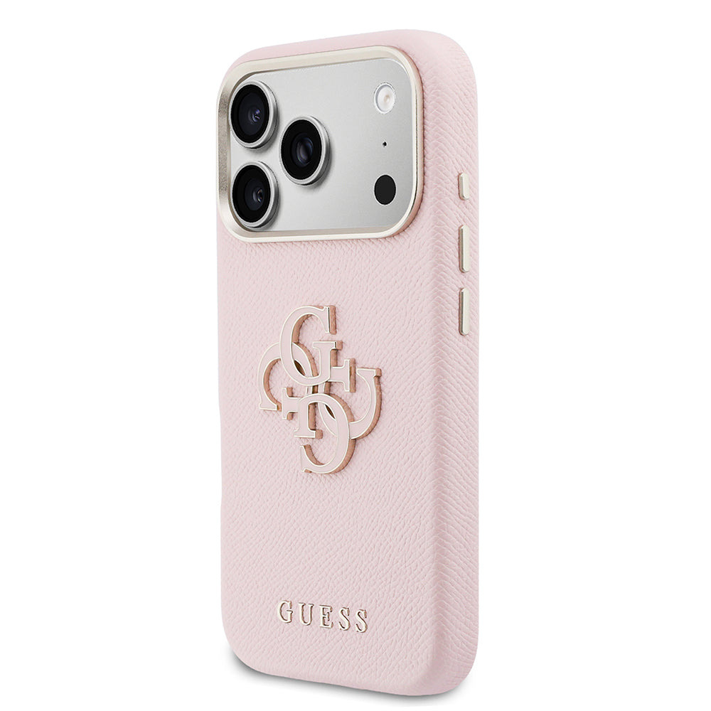 iPhone 17 Pro Kılıf Guess Orijinal Lisanslı 4G Büyük Metal Kamera Çerçeveli PU Deri Resin Kılıf