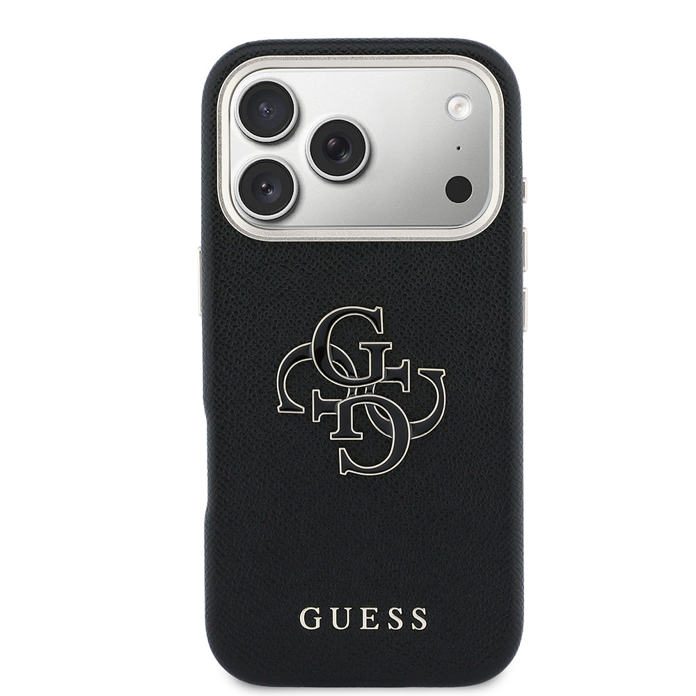 iPhone 17 Pro Kılıf Guess Orijinal Lisanslı 4G Büyük Metal Kamera Çerçeveli PU Deri Resin Kılıf