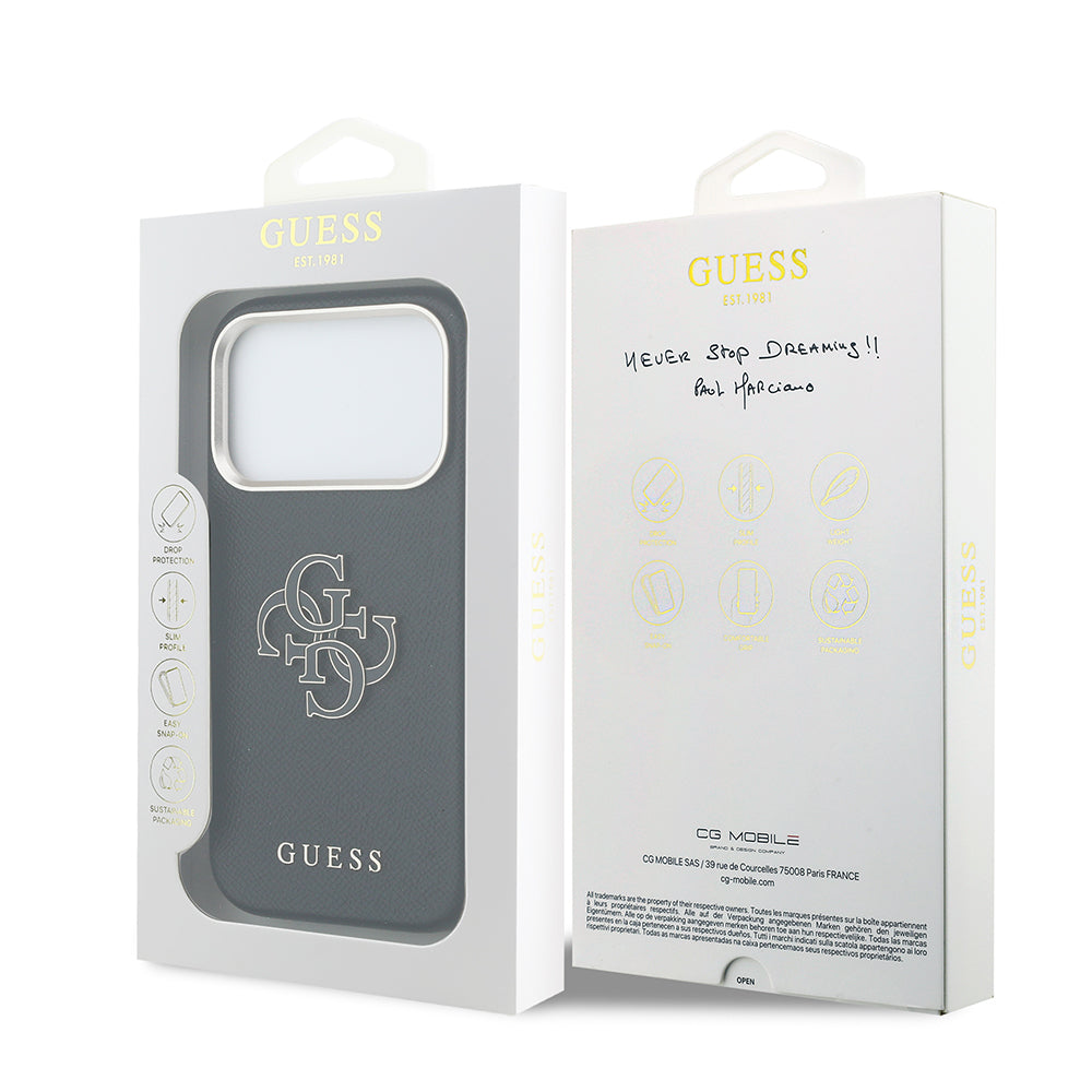 iPhone 17 Pro Kılıf Guess Orijinal Lisanslı 4G Büyük Metal Kamera Çerçeveli PU Deri Resin Kılıf