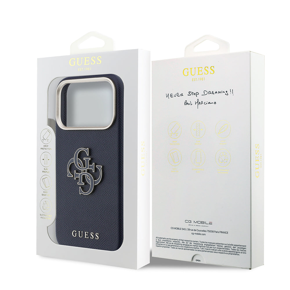 iPhone 17 Pro Kılıf Guess Orijinal Lisanslı 4G Büyük Metal Kamera Çerçeveli PU Deri Resin Kılıf