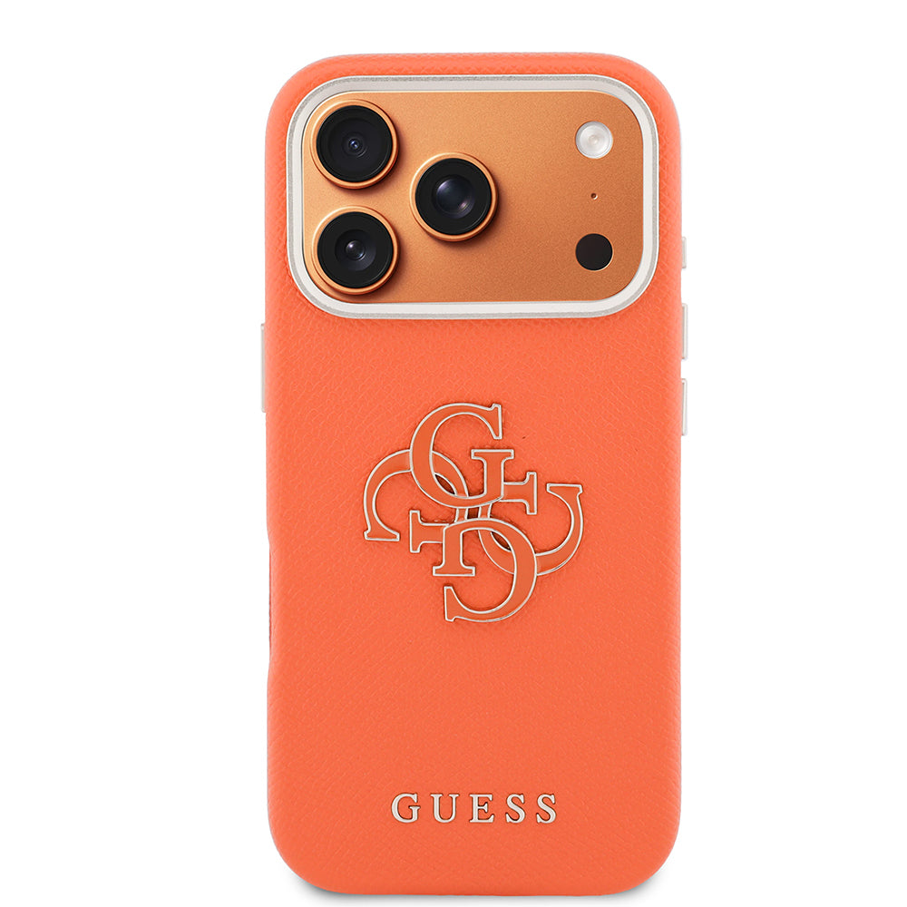 iPhone 17 Pro Kılıf Guess Orijinal Lisanslı 4G Büyük Metal Kamera Çerçeveli PU Deri Resin Kılıf
