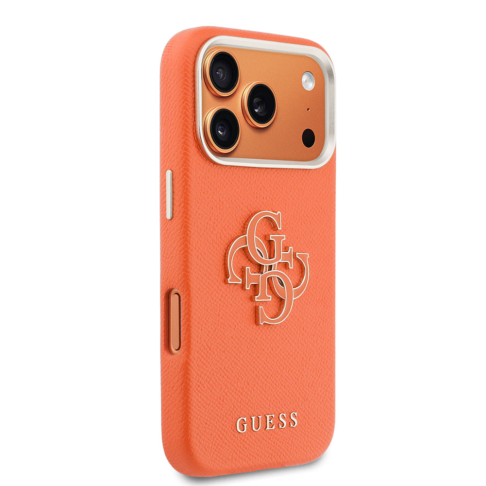 iPhone 17 Pro Kılıf Guess Orijinal Lisanslı 4G Büyük Metal Kamera Çerçeveli PU Deri Resin Kılıf