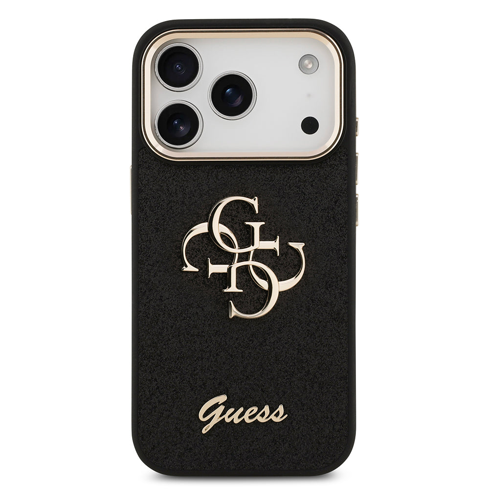 iPhone 17 Pro Kılıf Guess Orijinal Lisanslı 4G Büyük Metal Kamera Çerçeveli ve Logolu Glitter Kılıf