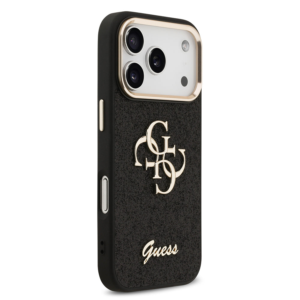 iPhone 17 Pro Kılıf Guess Orijinal Lisanslı 4G Büyük Metal Kamera Çerçeveli ve Logolu Glitter Kılıf