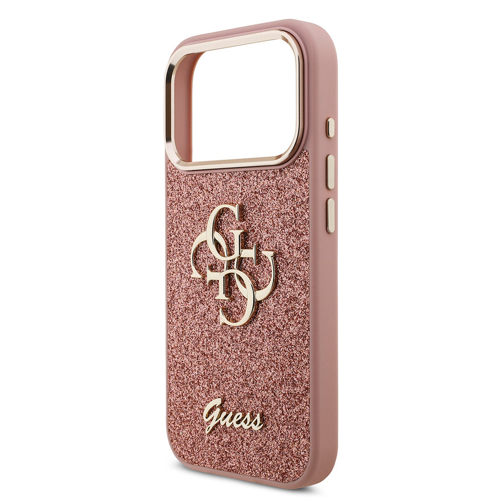iPhone 17 Pro Kılıf Guess Orijinal Lisanslı 4G Büyük Metal Kamera Çerçeveli ve Logolu Glitter Kılıf