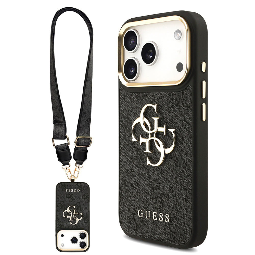 iPhone 17 Pro Kılıf Guess Orijinal Lisanslı 4G Büyük Metal Logolu Kalın Askılı Kılıf