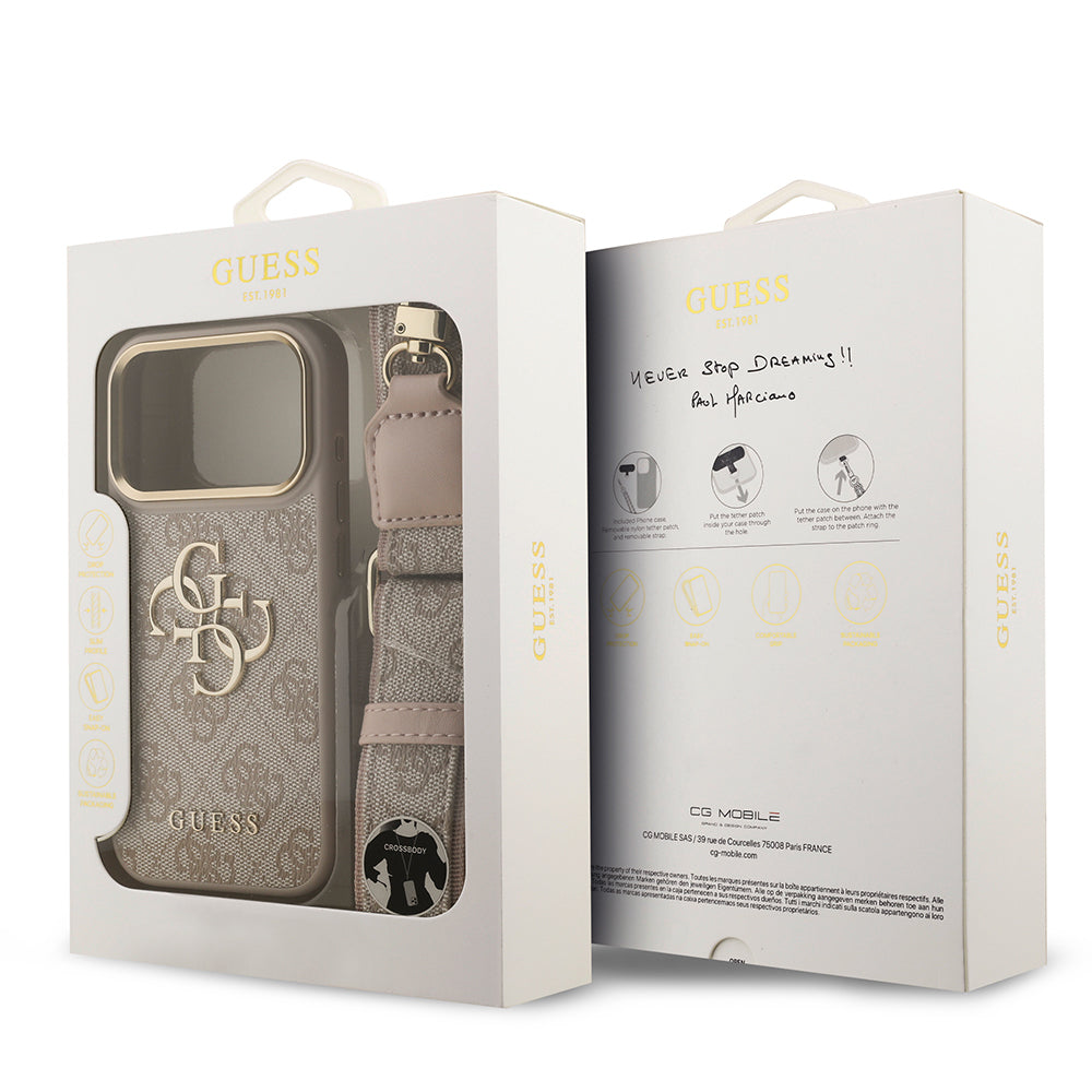 iPhone 17 Pro Kılıf Guess Orijinal Lisanslı 4G Büyük Metal Logolu Kalın Askılı Kılıf