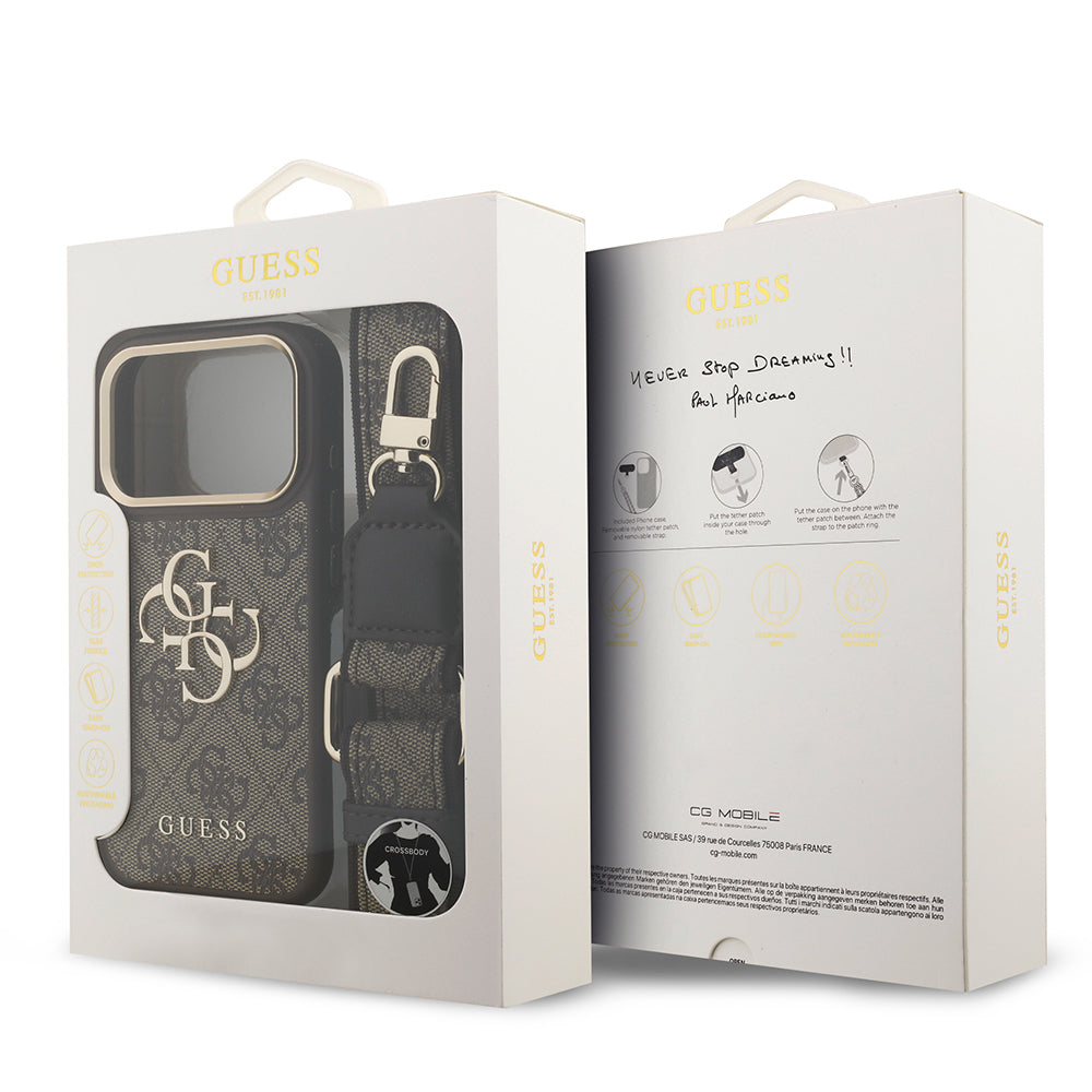 iPhone 17 Pro Kılıf Guess Orijinal Lisanslı 4G Büyük Metal Logolu Kalın Askılı Kılıf