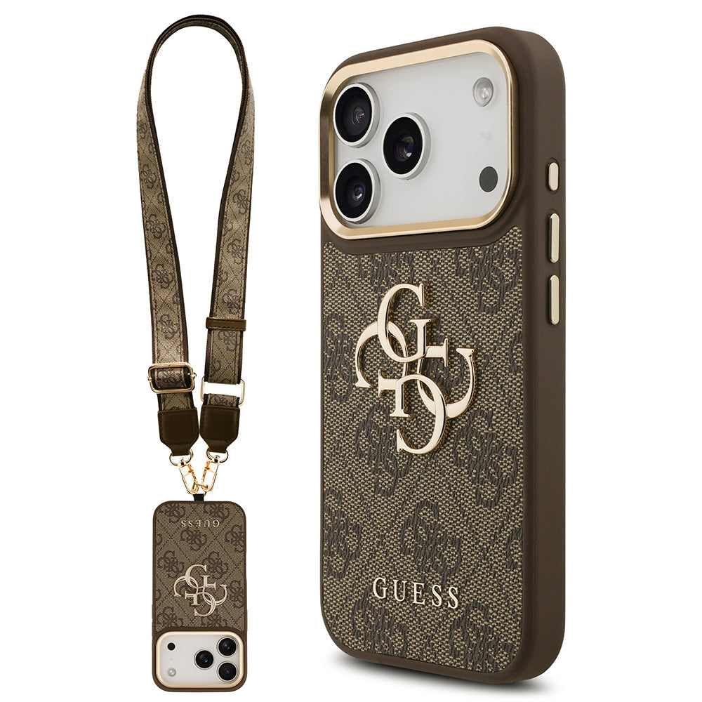 iPhone 17 Pro Kılıf Guess Orijinal Lisanslı 4G Büyük Metal Logolu Kalın Askılı Kılıf