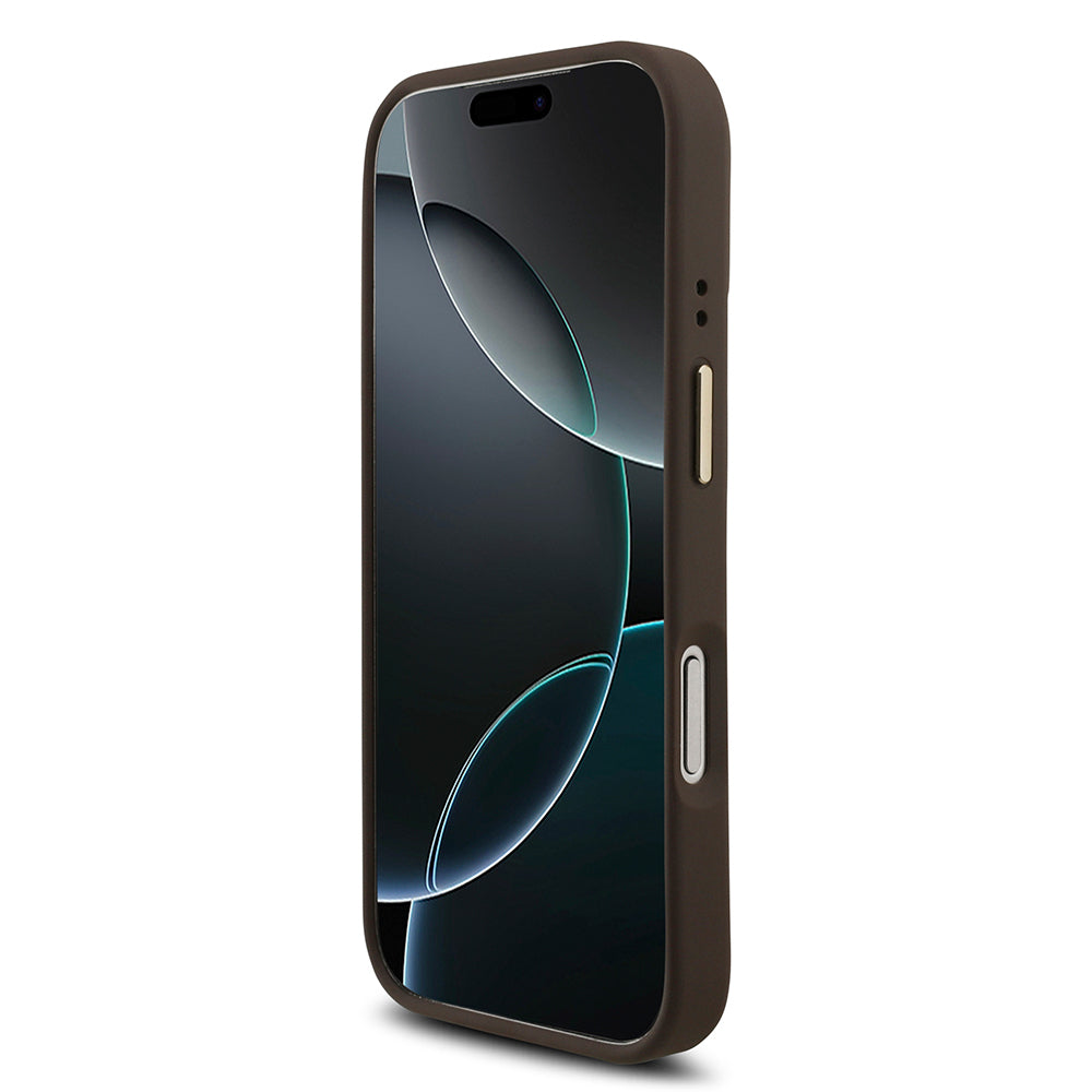 iPhone 17 Pro Kılıf Guess Orijinal Lisanslı Gold Metal Kamera Çerçeveli 4G Desenli Metal Büyük 4G ve Yazı Logolu Kılıf