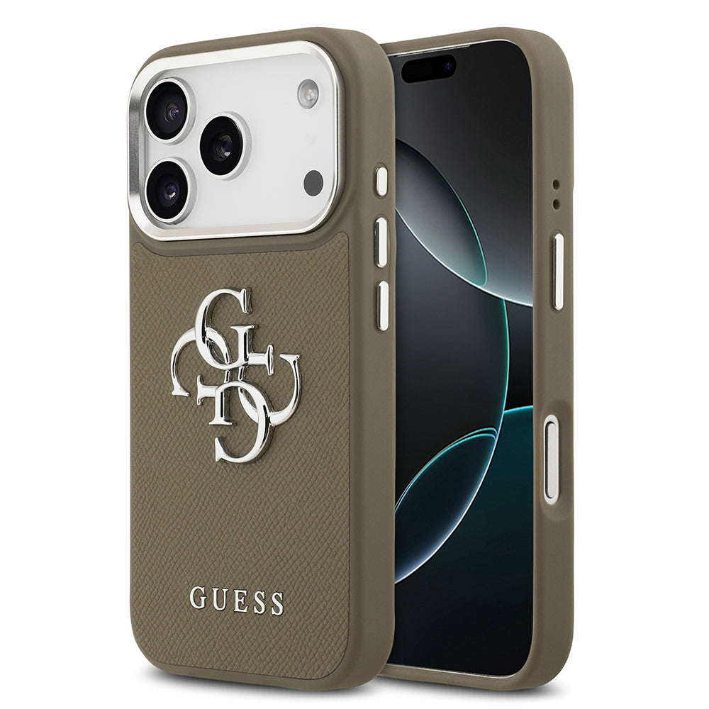 iPhone 17 Pro Kılıf Guess Orijinal Lisanslı Grained 4G Metal Büyük Logolu Kılıf