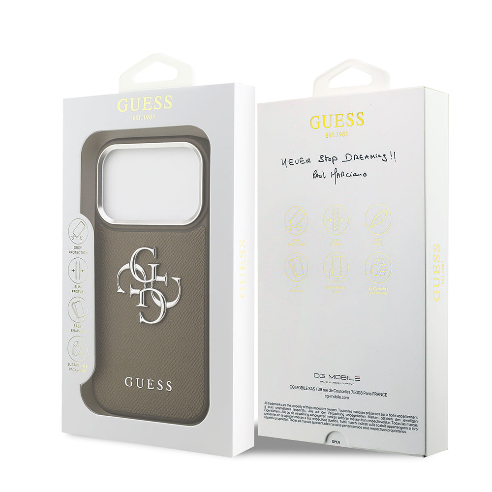iPhone 17 Pro Kılıf Guess Orijinal Lisanslı Grained 4G Metal Büyük Logolu Kılıf