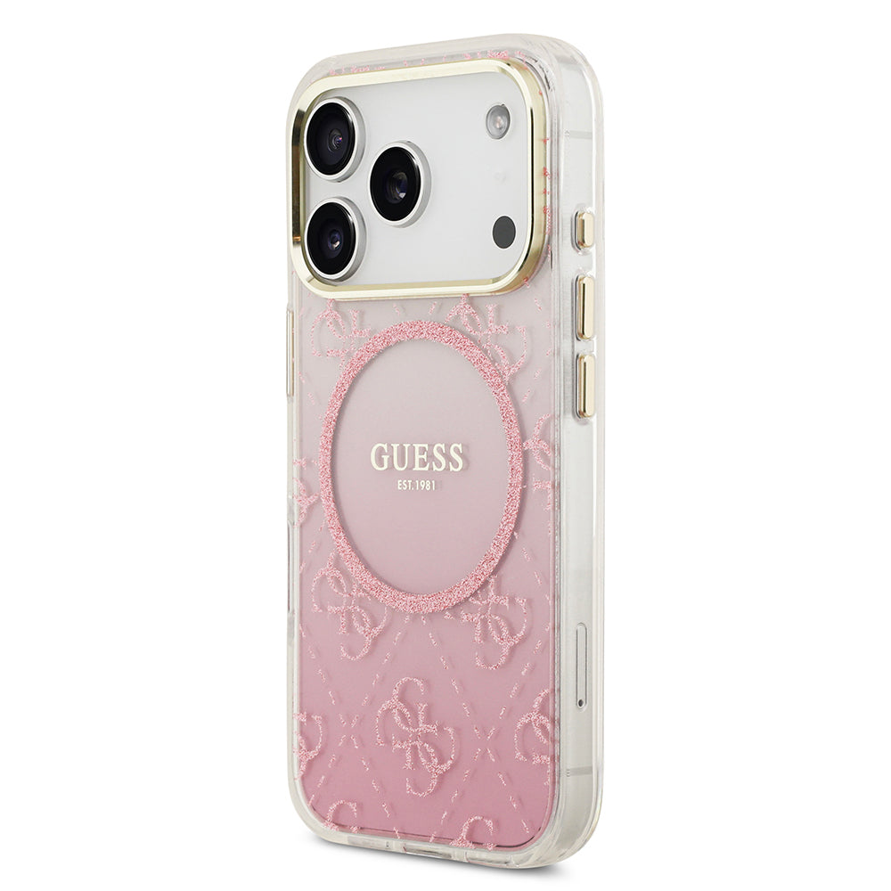 iPhone 17 Pro Kılıf Guess Orijinal Lisanslı M-safe Şarj Özellikli 4G Desenli Simli Silikon Kılıf