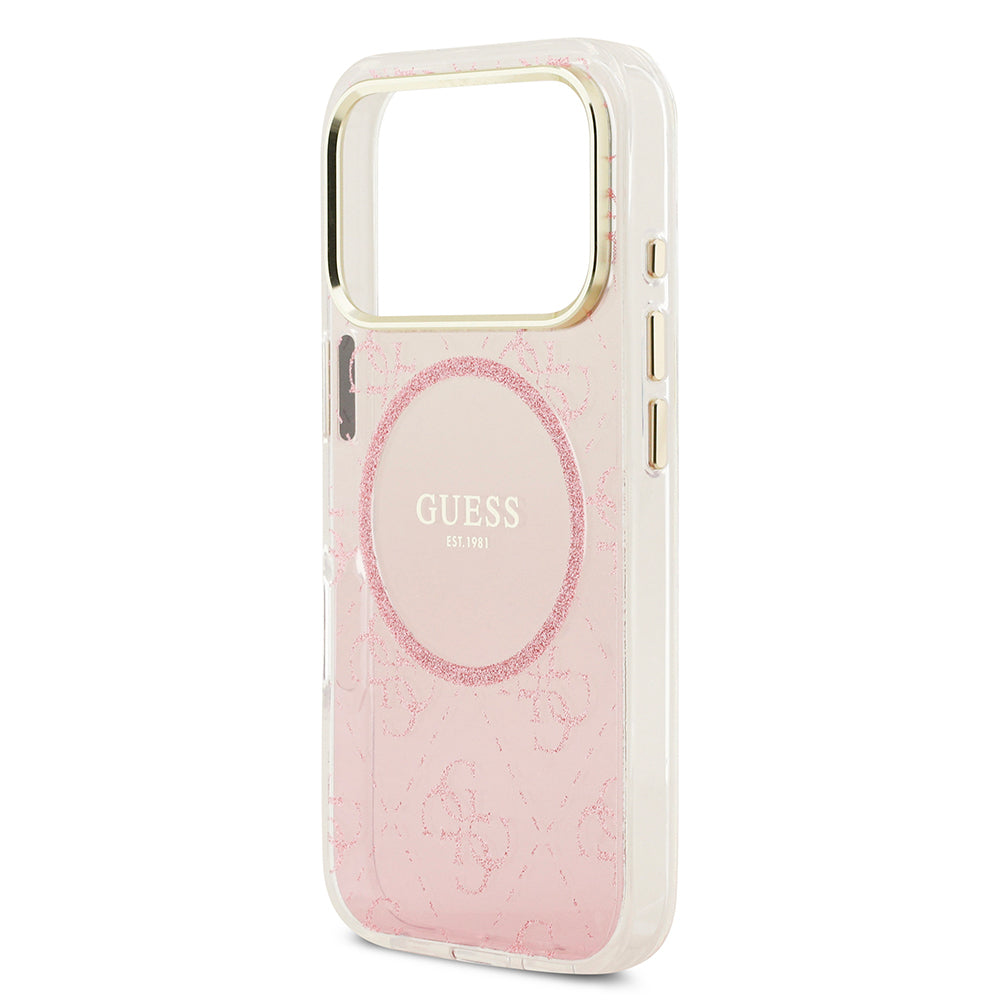iPhone 17 Pro Kılıf Guess Orijinal Lisanslı M-safe Şarj Özellikli 4G Desenli Simli Silikon Kılıf