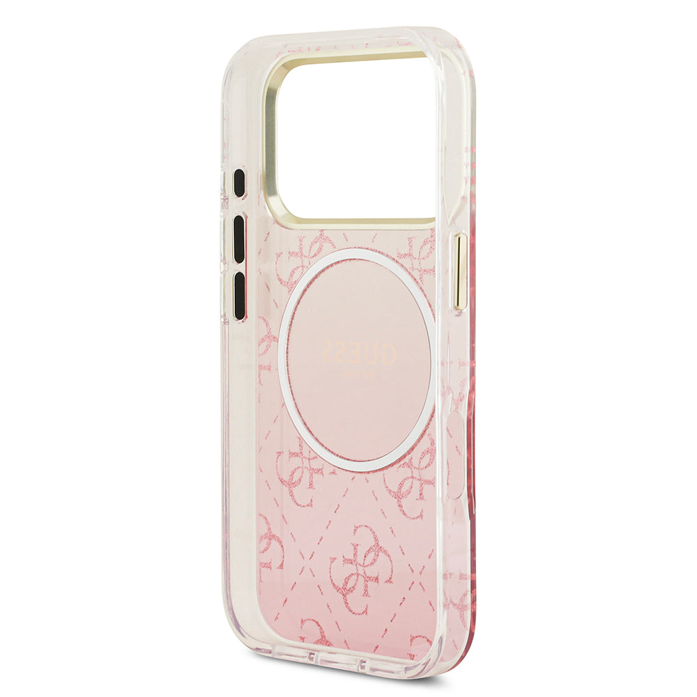 iPhone 17 Pro Kılıf Guess Orijinal Lisanslı M-safe Şarj Özellikli 4G Desenli Simli Silikon Kılıf