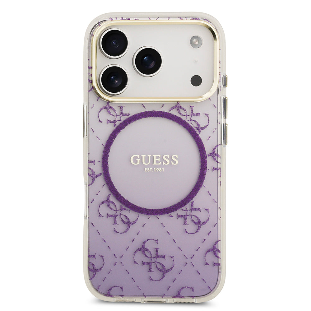 iPhone 17 Pro Kılıf Guess Orijinal Lisanslı M-safe Şarj Özellikli 4G Desenli Simli Silikon Kılıf