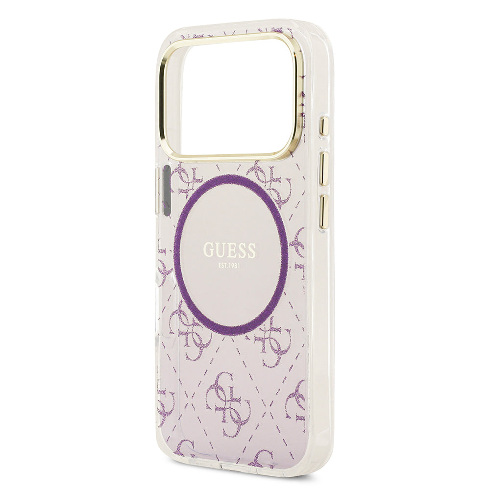 iPhone 17 Pro Kılıf Guess Orijinal Lisanslı M-safe Şarj Özellikli 4G Desenli Simli Silikon Kılıf