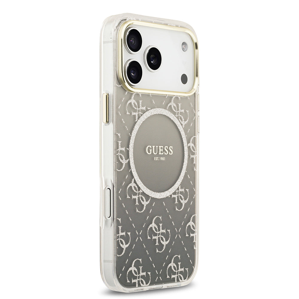 iPhone 17 Pro Kılıf Guess Orijinal Lisanslı M-safe Şarj Özellikli 4G Desenli Simli Silikon Kılıf