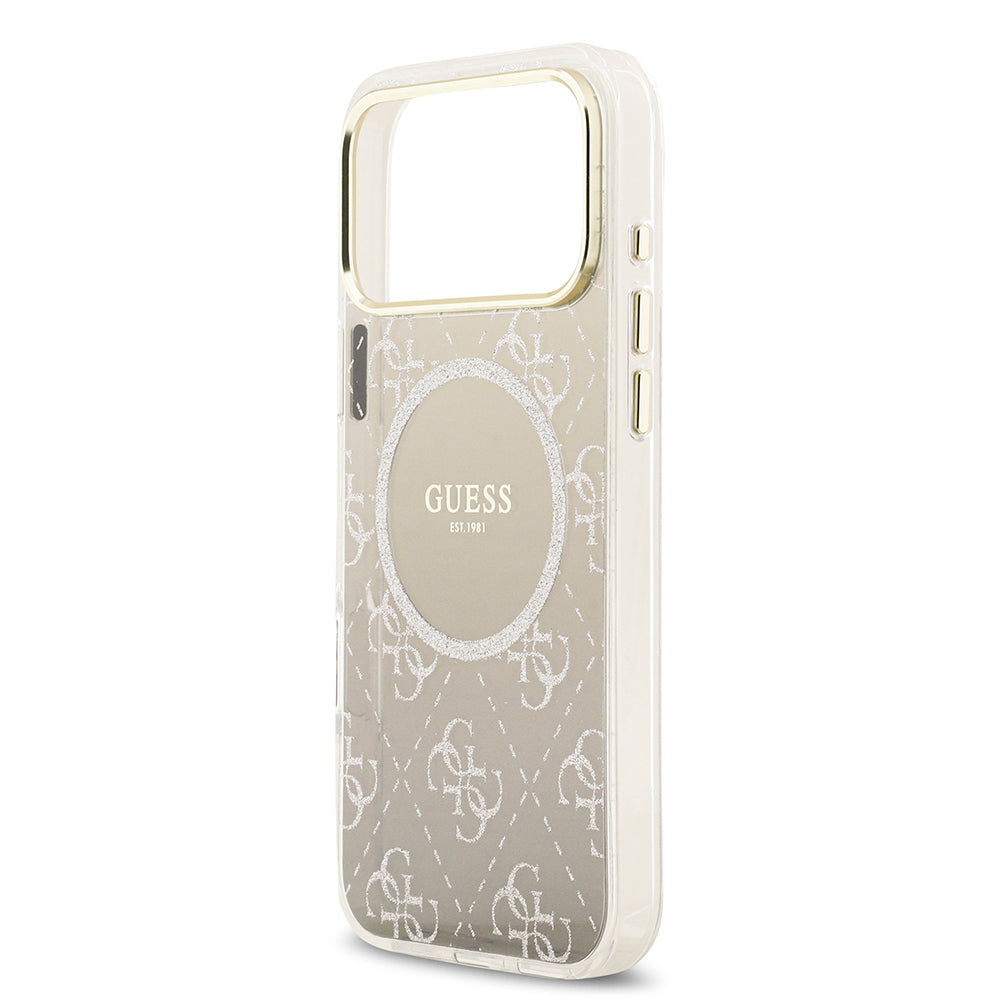 iPhone 17 Pro Kılıf Guess Orijinal Lisanslı M-safe Şarj Özellikli 4G Desenli Simli Silikon Kılıf