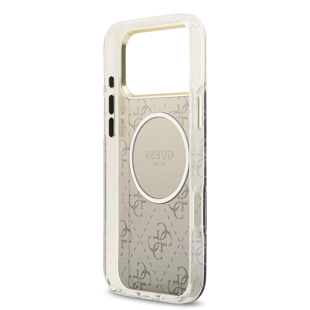 iPhone 17 Pro Kılıf Guess Orijinal Lisanslı M-safe Şarj Özellikli 4G Desenli Simli Silikon Kılıf