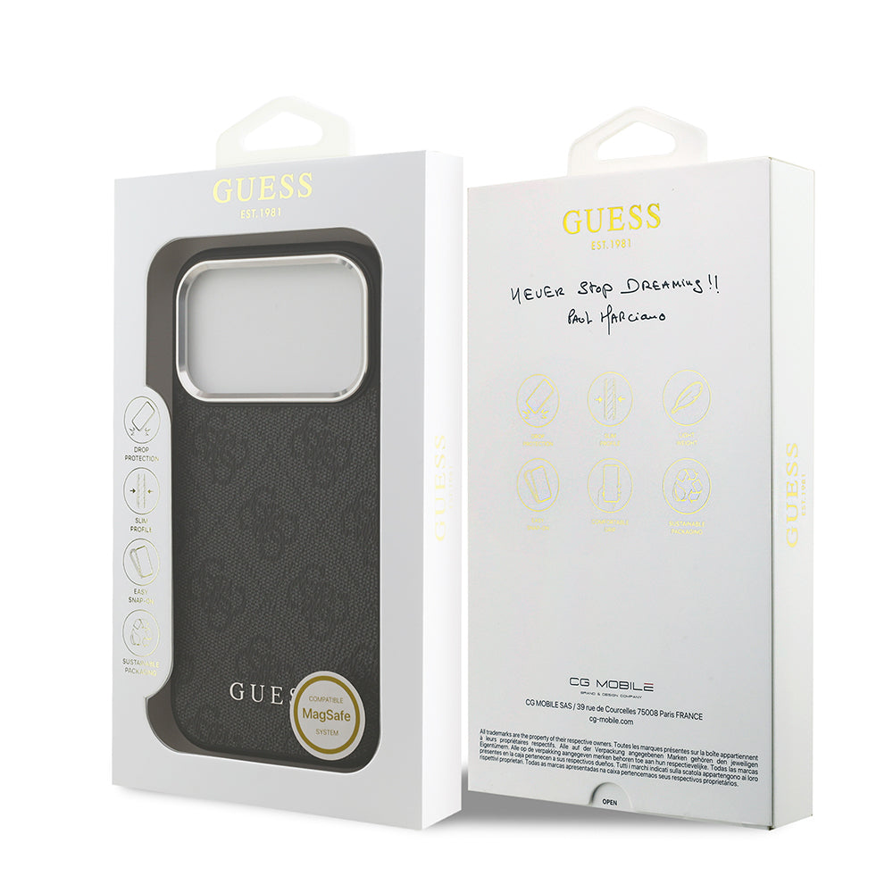 iPhone 17 Pro Kılıf Guess Orijinal Lisanslı M-safe Şarj Özellikli 4G Klasik Yazı Logolu Kılıf