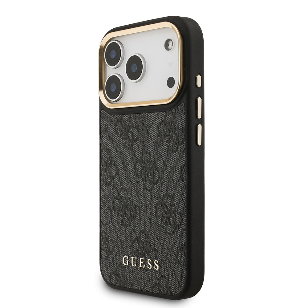 iPhone 17 Pro Kılıf Guess Orijinal Lisanslı M-safe Şarj Özellikli 4G Metal Büyük Logolu Kartlıklı Kılıf