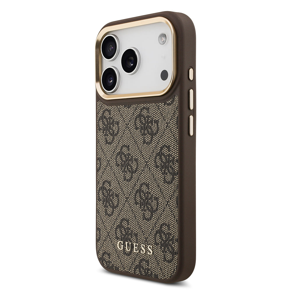 iPhone 17 Pro Kılıf Guess Orijinal Lisanslı M-safe Şarj Özellikli 4G Metal Büyük Logolu Kartlıklı Kılıf