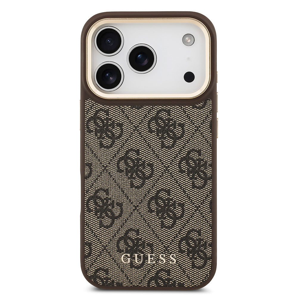 iPhone 17 Pro Kılıf Guess Orijinal Lisanslı M-safe Şarj Özellikli 4G Metal Büyük Logolu Kartlıklı Kılıf