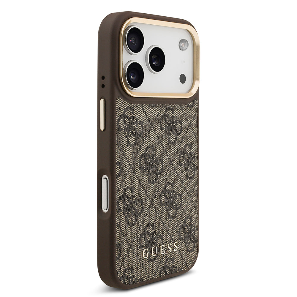 iPhone 17 Pro Kılıf Guess Orijinal Lisanslı M-safe Şarj Özellikli 4G Metal Büyük Logolu Kartlıklı Kılıf
