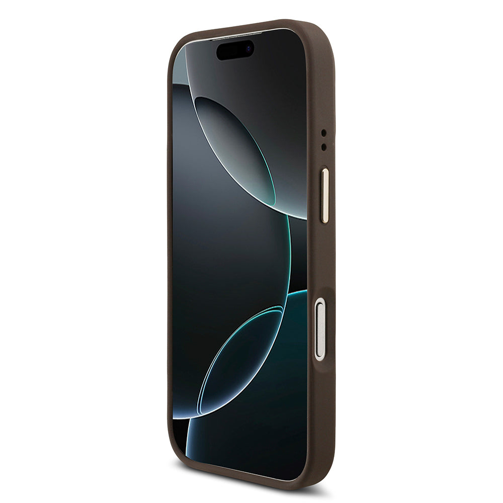 iPhone 17 Pro Kılıf Guess Orijinal Lisanslı M-safe Şarj Özellikli 4G Metal Büyük Logolu Kartlıklı Kılıf