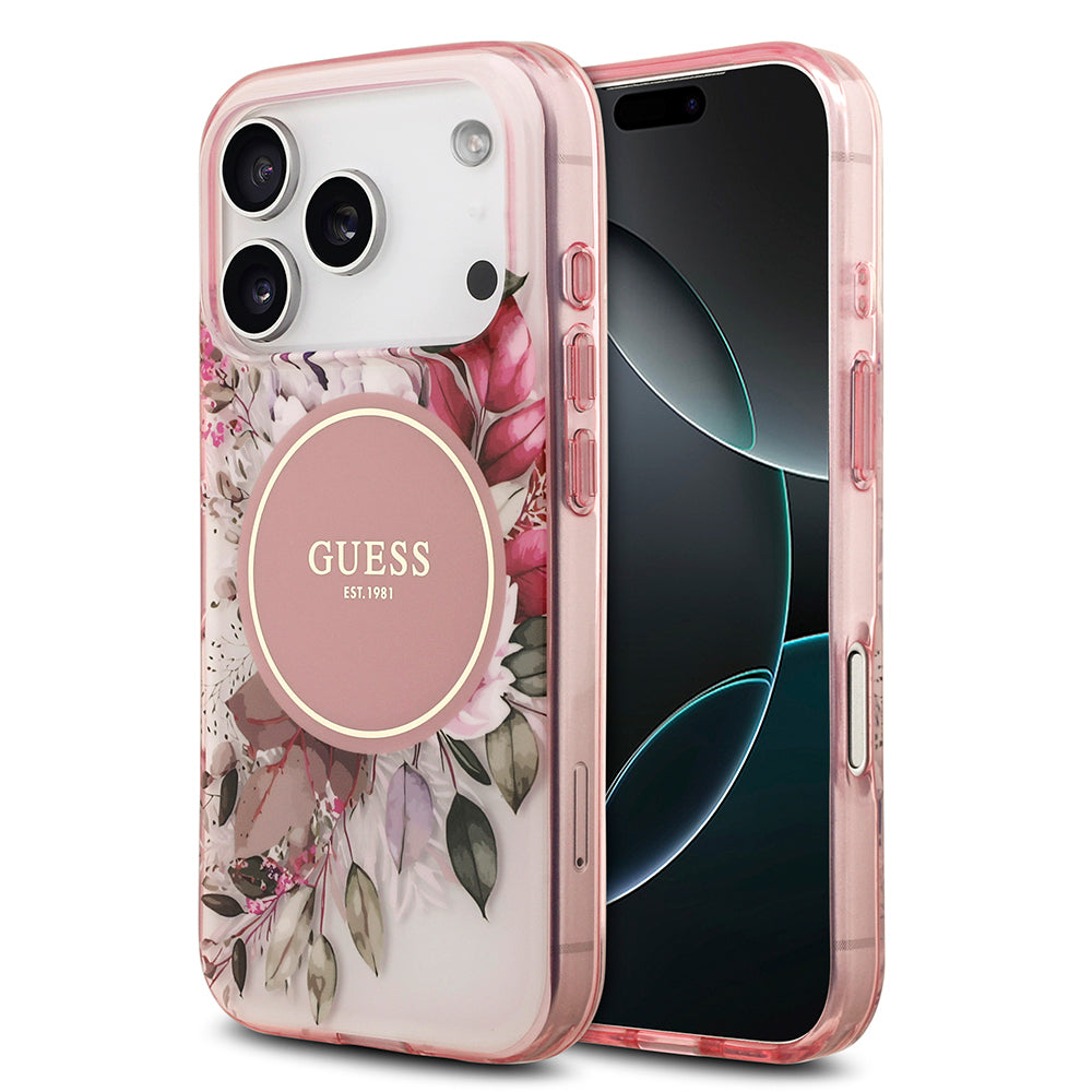 iPhone 17 Pro Kılıf Guess Orijinal Lisanslı M-safe Şarj Özellikli Flower Tonal Circle Kılıf