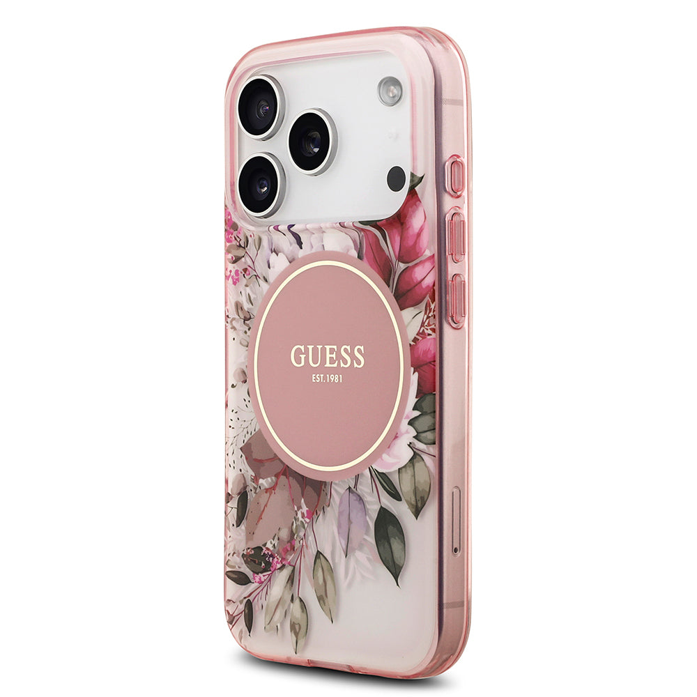 iPhone 17 Pro Kılıf Guess Orijinal Lisanslı M-safe Şarj Özellikli Flower Tonal Circle Kılıf