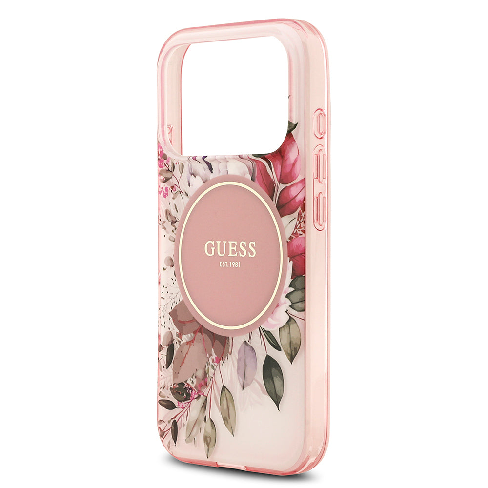 iPhone 17 Pro Kılıf Guess Orijinal Lisanslı M-safe Şarj Özellikli Flower Tonal Circle Kılıf