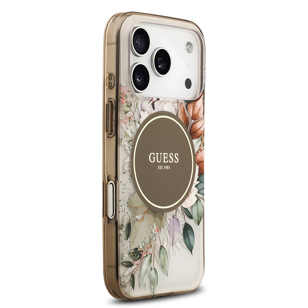 iPhone 17 Pro Kılıf Guess Orijinal Lisanslı M-safe Şarj Özellikli Flower Tonal Circle Kılıf