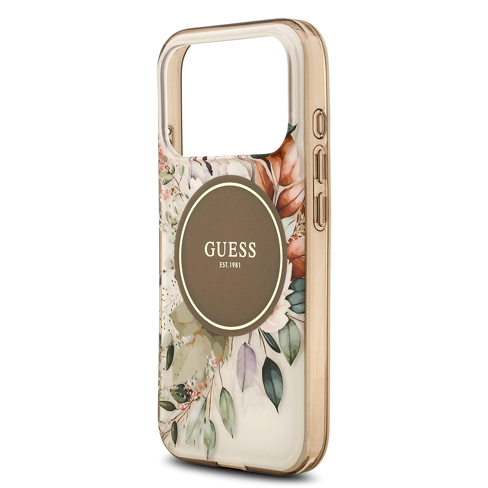 iPhone 17 Pro Kılıf Guess Orijinal Lisanslı M-safe Şarj Özellikli Flower Tonal Circle Kılıf