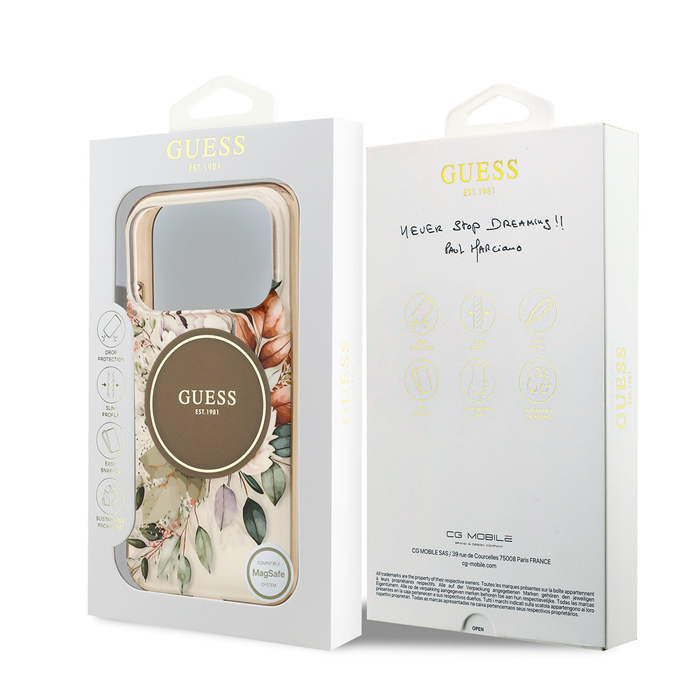 iPhone 17 Pro Kılıf Guess Orijinal Lisanslı M-safe Şarj Özellikli Flower Tonal Circle Kılıf