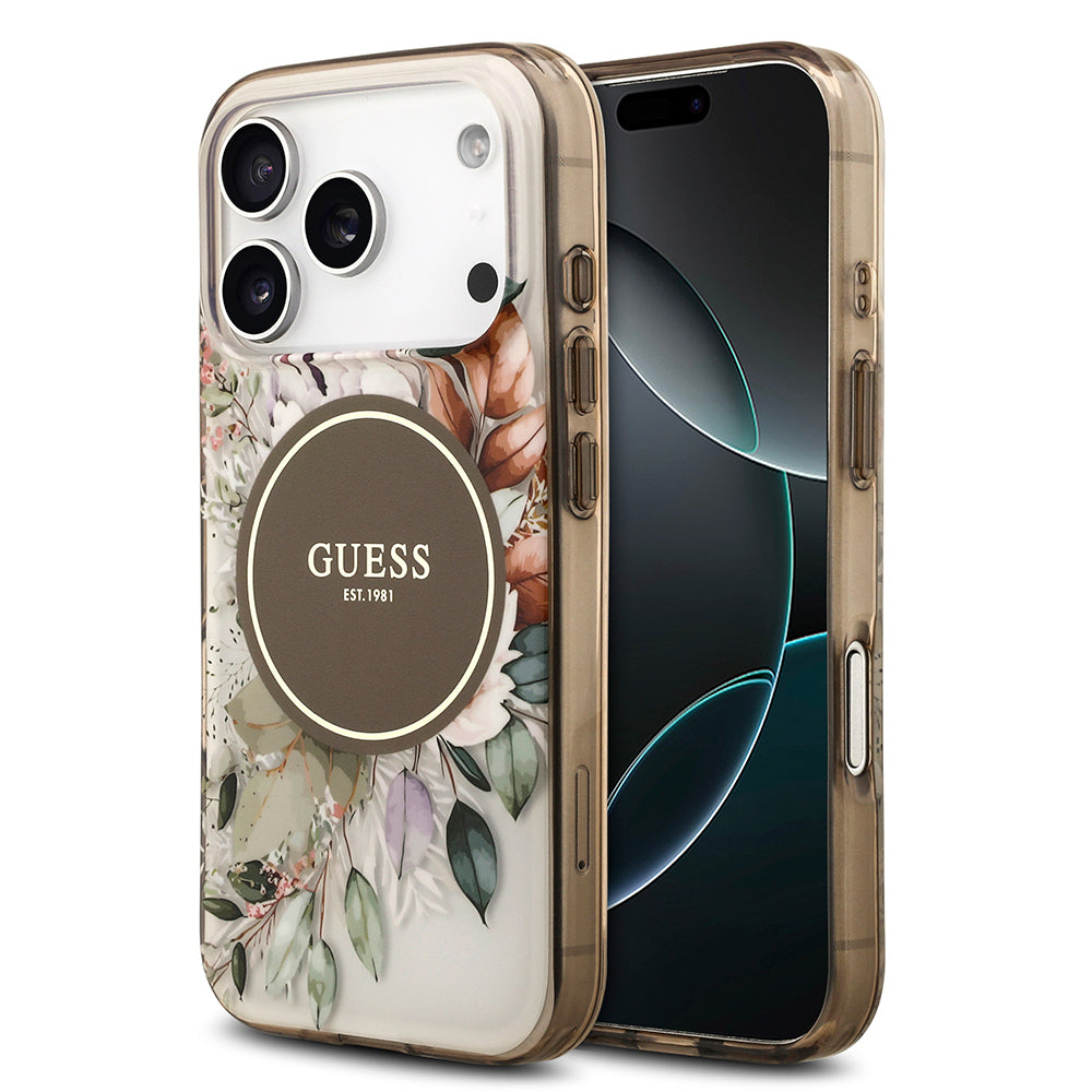 iPhone 17 Pro Kılıf Guess Orijinal Lisanslı M-safe Şarj Özellikli Flower Tonal Circle Kılıf