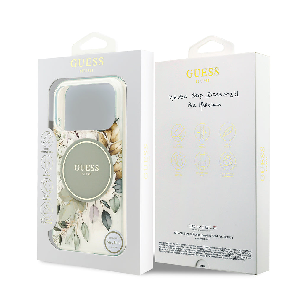 iPhone 17 Pro Kılıf Guess Orijinal Lisanslı M-safe Şarj Özellikli Flower Tonal Circle Kılıf