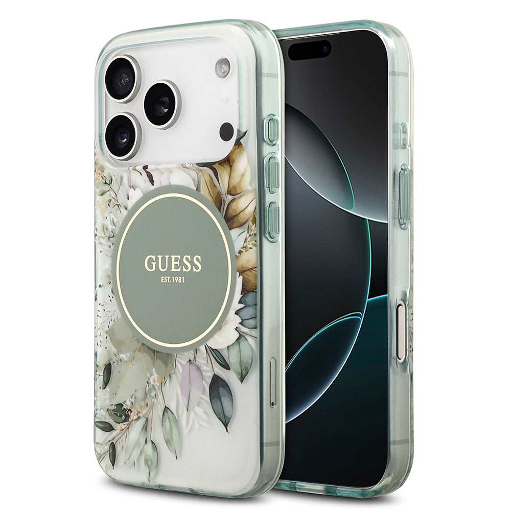 iPhone 17 Pro Kılıf Guess Orijinal Lisanslı M-safe Şarj Özellikli Flower Tonal Circle Kılıf
