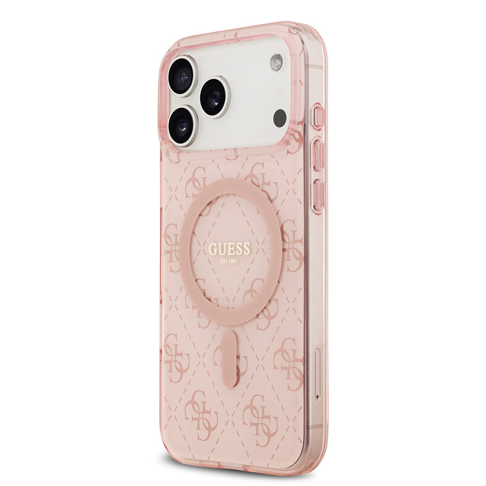 iPhone 17 Pro Kılıf Guess Orijinal Lisanslı M-safe Şarj Özellikli IML Baskılı Klasik Logolu 4G Desenli Kılıf