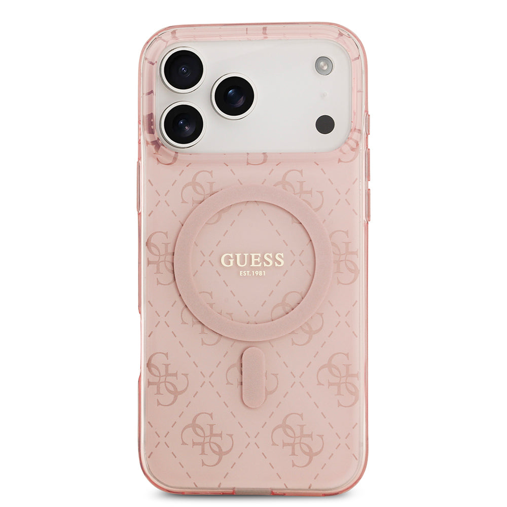 iPhone 17 Pro Kılıf Guess Orijinal Lisanslı M-safe Şarj Özellikli IML Baskılı Klasik Logolu 4G Desenli Kılıf