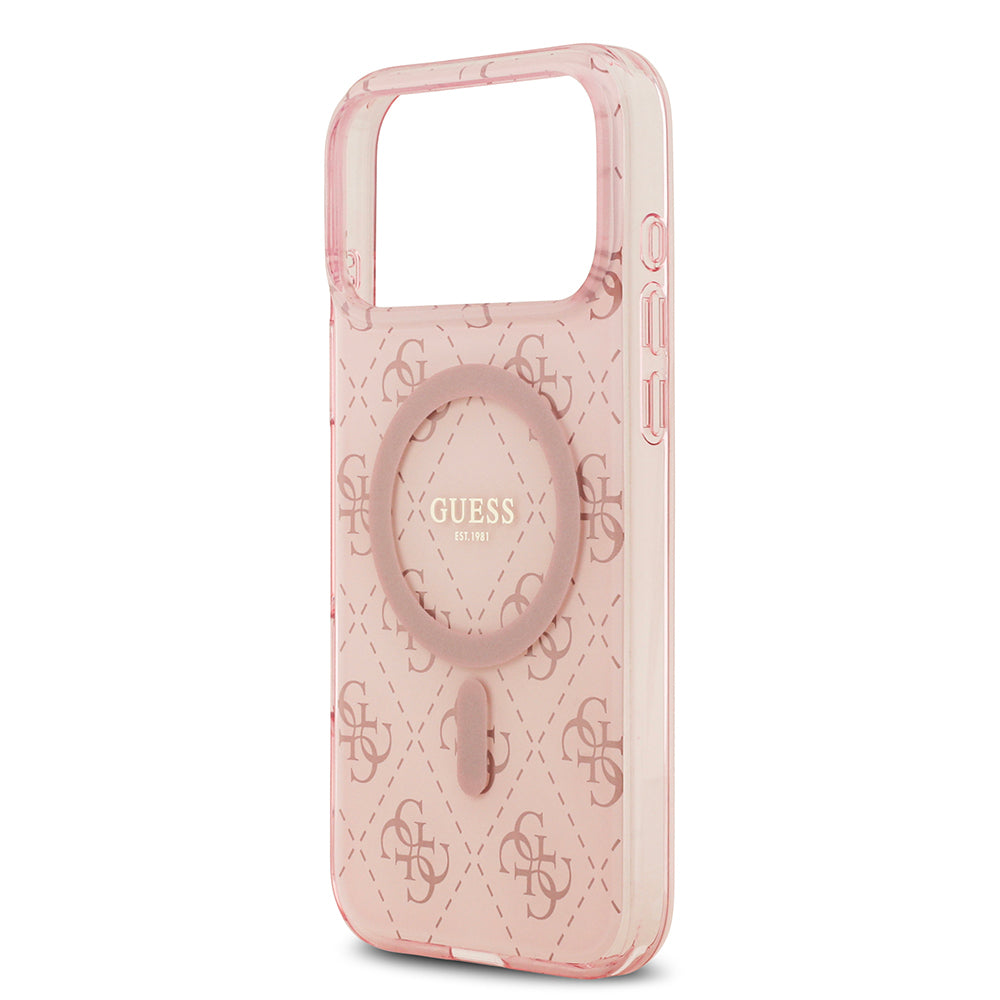 iPhone 17 Pro Kılıf Guess Orijinal Lisanslı M-safe Şarj Özellikli IML Baskılı Klasik Logolu 4G Desenli Kılıf