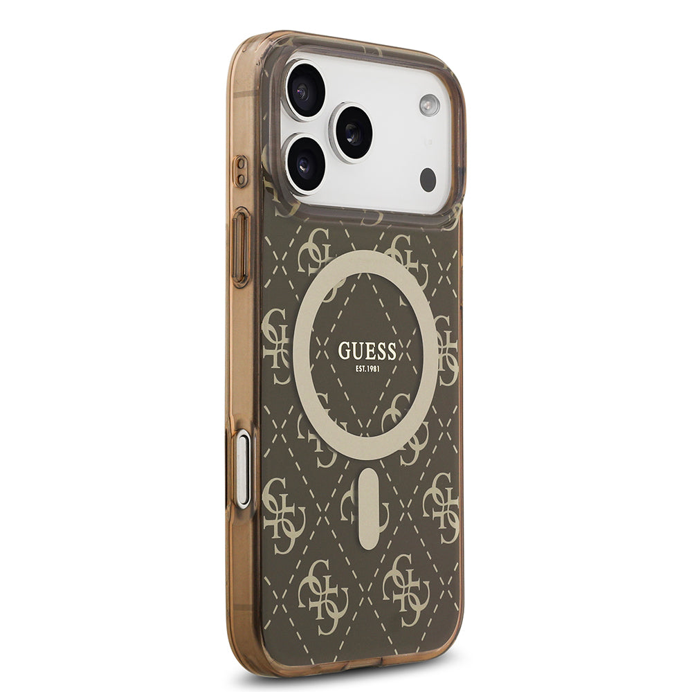 iPhone 17 Pro Kılıf Guess Orijinal Lisanslı M-safe Şarj Özellikli IML Baskılı Klasik Logolu 4G Desenli Kılıf