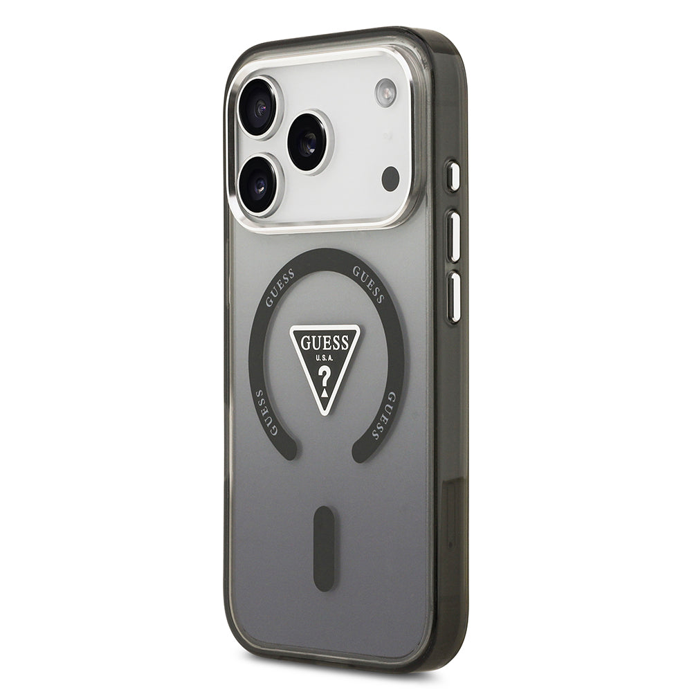 iPhone 17 Pro Kılıf Guess Orijinal Lisanslı M-safe Şarj Özellikli IML Baskılı Üçgen Logolu Metal Kamera Çerçeveli Kılıf