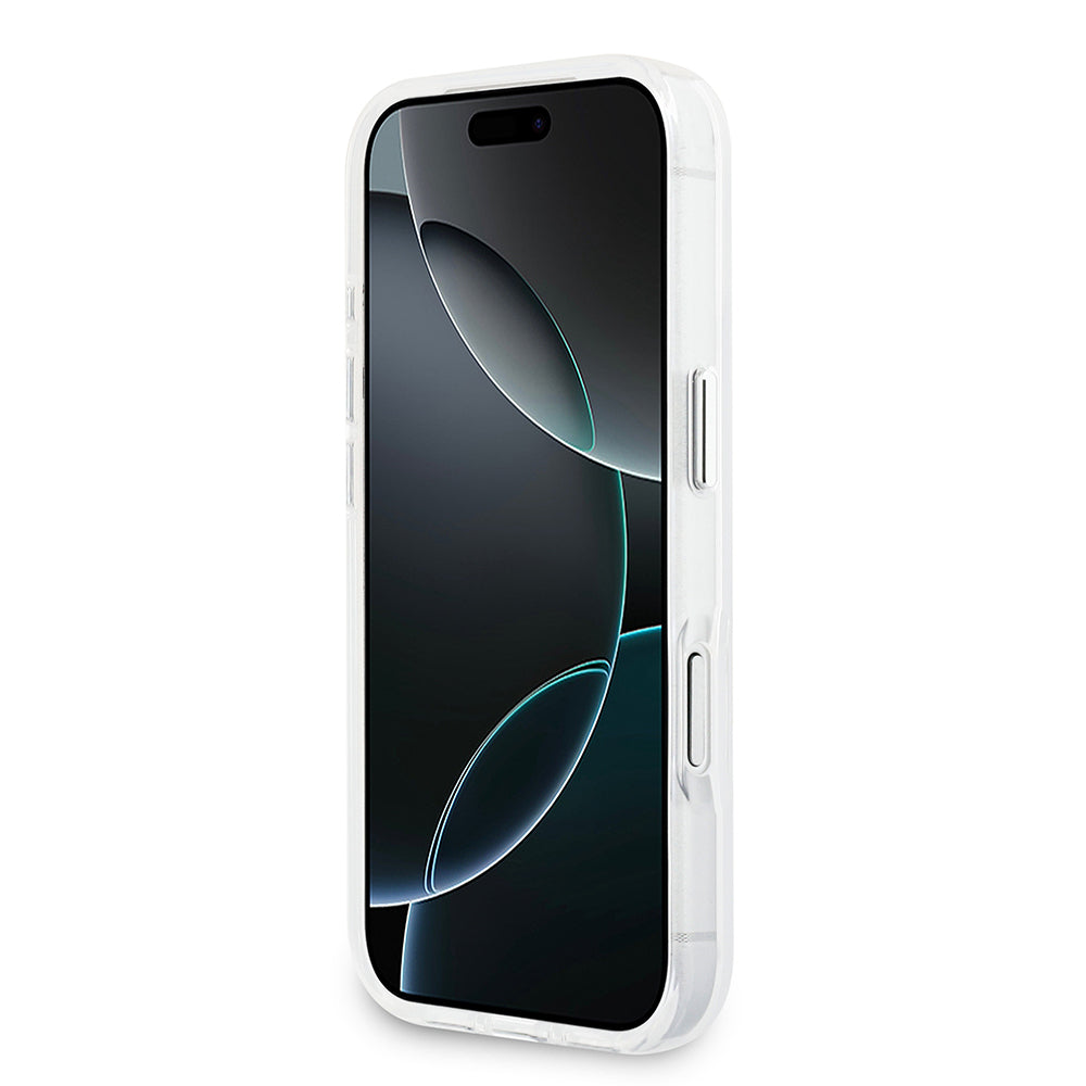 iPhone 17 Pro Kılıf Guess Orijinal Lisanslı M-safe Şarj Özellikli IML Baskılı Üçgen Logolu Metal Kamera Çerçeveli Kılıf