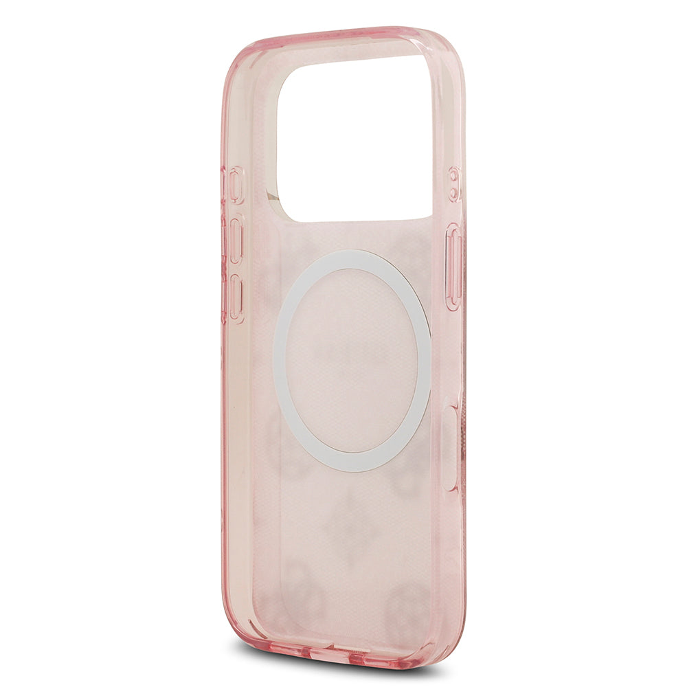iPhone 17 Pro Kılıf Guess Orijinal Lisanslı M-safe Şarj Özellikli IML Peony ve 4G Desenli Klasik Logolu Kılıf