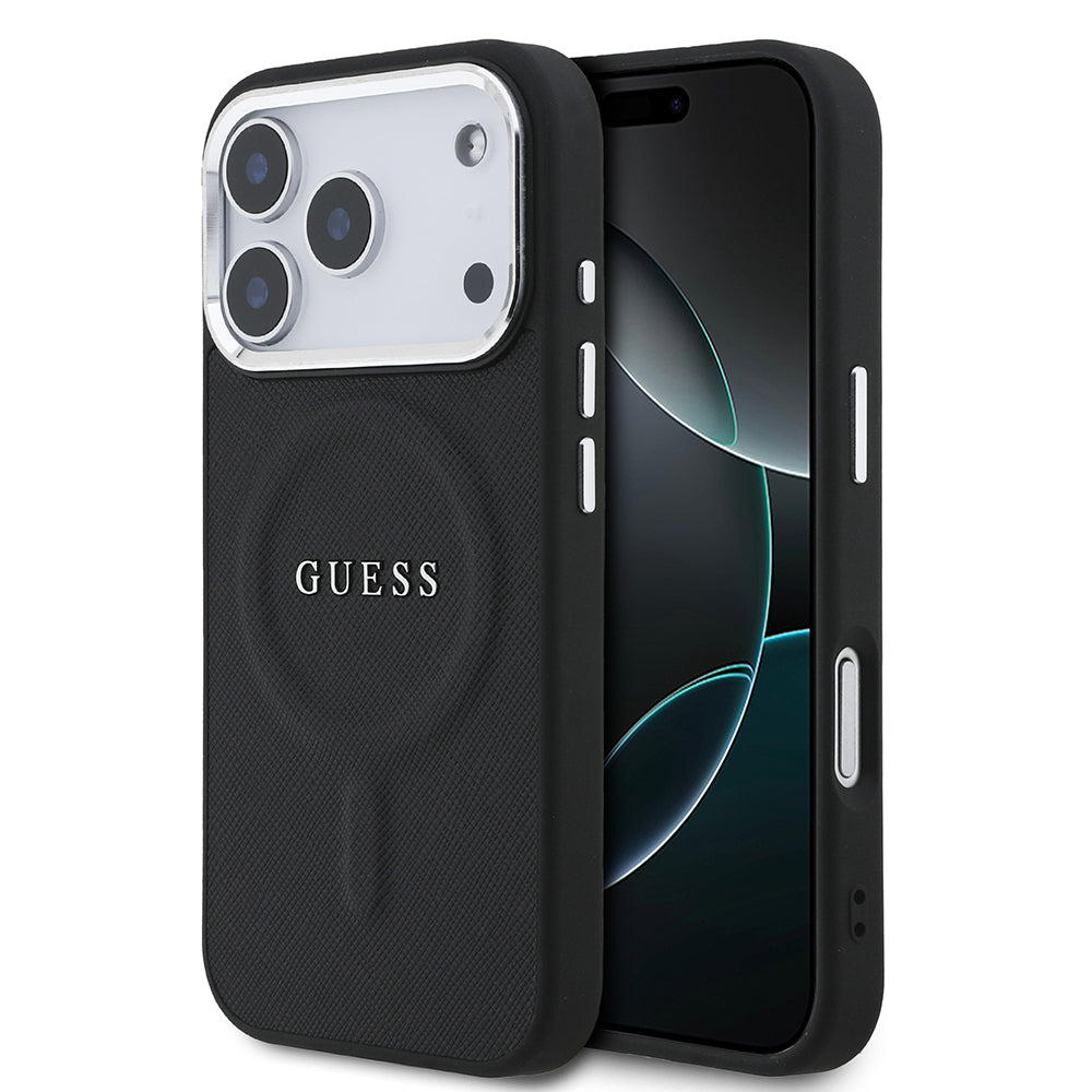 iPhone 17 Pro Kılıf Guess Orijinal Lisanslı M-safe Şarj Özellikli Klasik Yazı Logolu PU Deri Kılıf