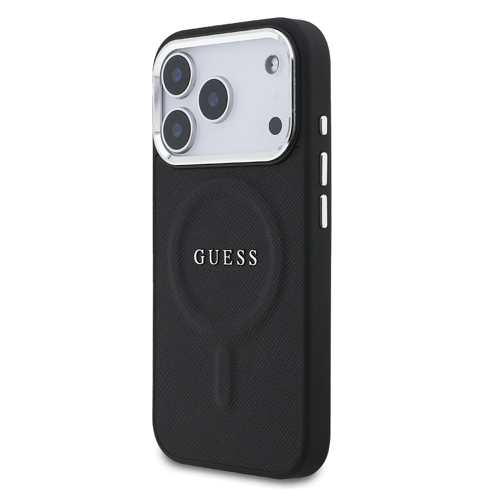 iPhone 17 Pro Kılıf Guess Orijinal Lisanslı M-safe Şarj Özellikli Klasik Yazı Logolu PU Deri Kılıf